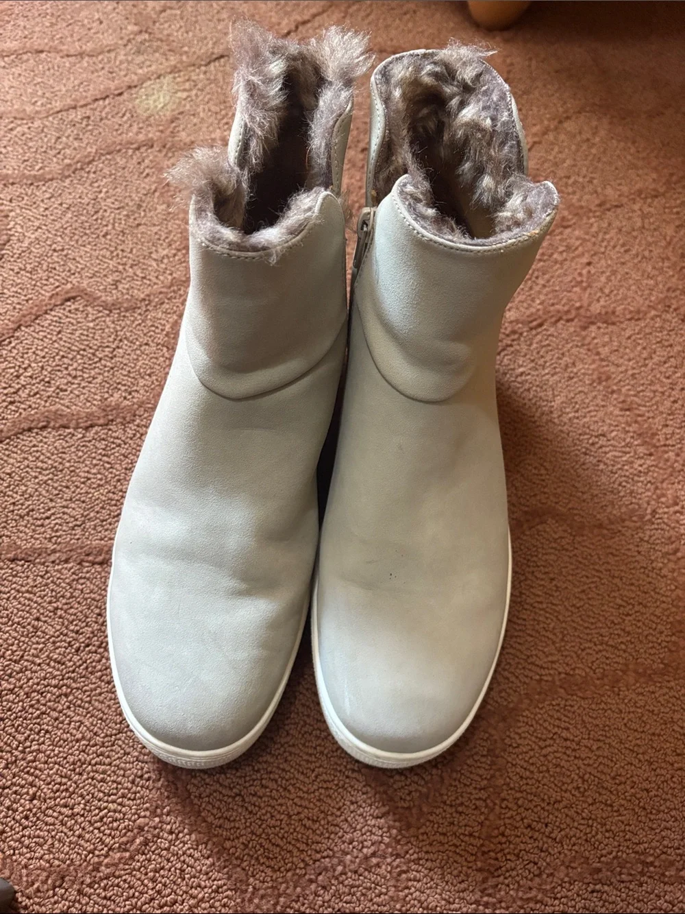 Madeline Faux Fur Lined Ankle Boots - Taupe